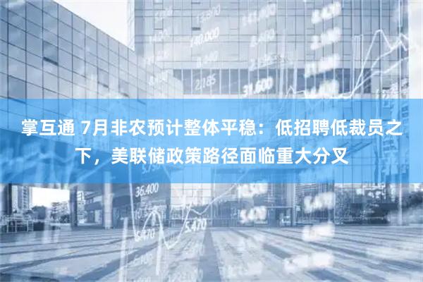 掌互通 7月非农预计整体平稳：低招聘低裁员之下，美联储政策路径面临重大分叉